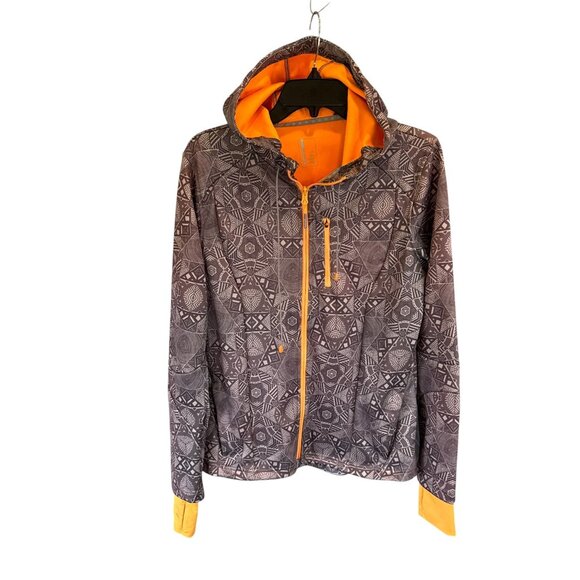 Mondetta Grand Prix Mondial Men's Hooded Jacket Gray Orange L Tribal Pattern - Picture 1 of 10